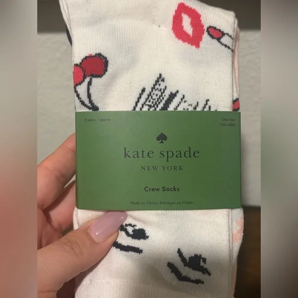 Kate Spade Playful Lips and Hearts Socks 3 pack - Picture 2 of 4